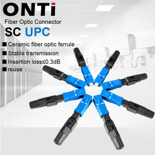 ONTi 400pcs Embedded SC UPC Fiber Optic Fast Connector FTTH Single Mode Fiber Optic SC Quick Connector SC Adapter Field Assembly