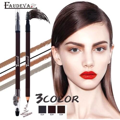 3 Colors Portable Eyebrow Pencil Double Head Natural Eye Brow Pen Waterproof Long Lasting Eyes Makeup Tools Brow Liner Black