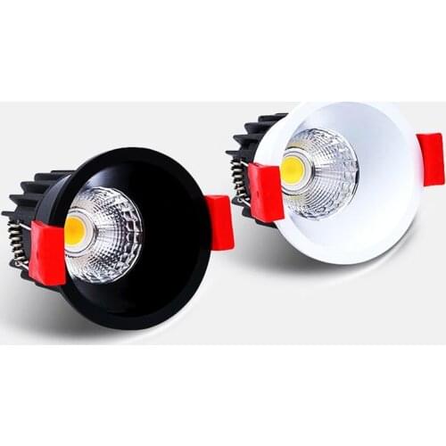 Dimmable anti-glare embedded COB LED downlight background lighting 7W 9W 12W LED ceiling spotlight AC90~260V