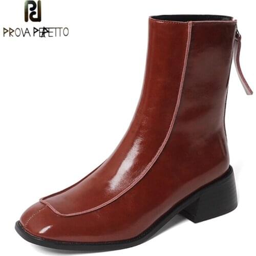 Square Toe Thick Heel Zipper Mid-heel Short Boots Simple and Fashionable Cowhide Single Boots 2021 New Temperament Martin Boots