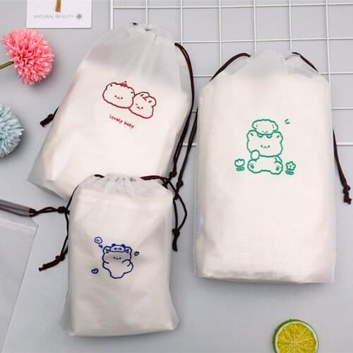 Transparent Storage Bag Travel Waterproof Cosmetic Bag Case Clothes Organizer Bath Drawstring Bag Toiletry Wash Storage Pouch