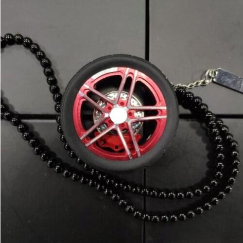 Luxury Aluminium Alloy Car Metal Wheel Rim Rear View Mirrow Pendent with beads
