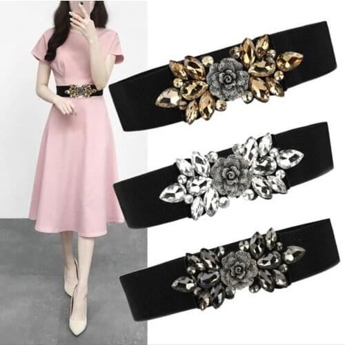 Luxury Rhinestone Dress Belts Women Colorful Crystal Elastic Waistband Fashion Ladies Corset Summer Dress Accessories Wholesale
