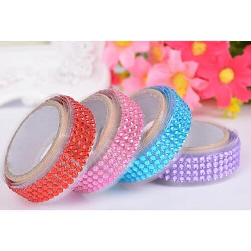 Crystal Colorful Acrylic Rhinestone Roll Sticker Self-Adhesive Ribbon Tape Stickers for Scrapbooking Decoration Arts DIY Supply