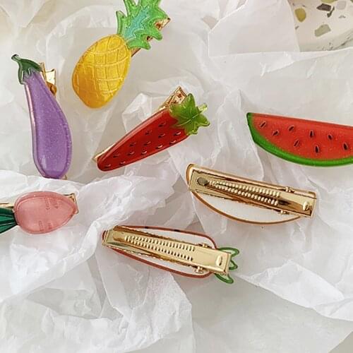 Cute Hair Clip Creative Fruit Cartoon Design Hair Barrette Duckbill Hair Clip Hair Pin Headwear Hairclips Hairpins For Women