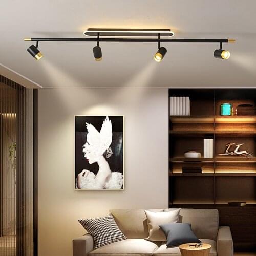 Modern Led Chandeliers with spotlights Rectangle for Living Room Bedroom lights Lighting Decor Black Gold lustre Kitchen fixture