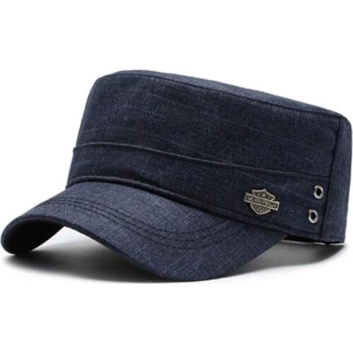 XdanqinX New Men Flat Cap Adult Mens Cotton Army Military Hat Dads Brand Hats Snapback Cap Adjustable Size Fashion Sports Caps