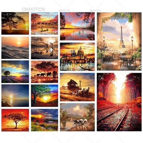 Sunset Landscape Diamond Painting DIY Home Decoration Diamond Embroidery Cross Stitch Kit Vintage Art Home Decor Diamond Decal