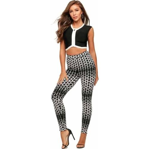 Free Shipping 2020 New High Quality Bandage Suit top High Waist trousers Fashion two-piece suit Celebrity Beach Party Sets