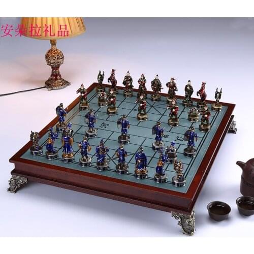 Zq Creative Chinese Chess Solid Wood New Large Ornaments Enamel Chessboard Parent-Child Set Gift