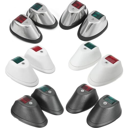 1 Pair 12V Marine Boat RV LED Side Navigation Light Stainless Steel Red+Green Flush Mount Yacht Side Signal Lamp