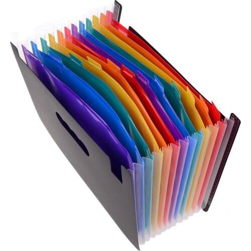 12 Pockets Expanding Files Folder/ A4 Expandable File organizer/ Portable Accordion File Folder/ High Capacity Multicolour Sta