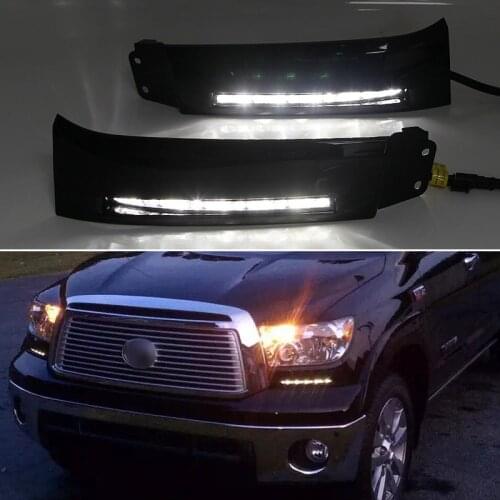 12V LED Daytime running lights For Toyota Tundra 2008 - 2011 2012 2013 auto Drl with turn signals for cars fog lights headlights