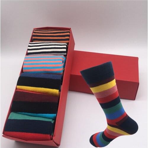 2020 high quality mens socks casual new standard lengthened version socks fashion stripes male socks fun clothes cotton socks