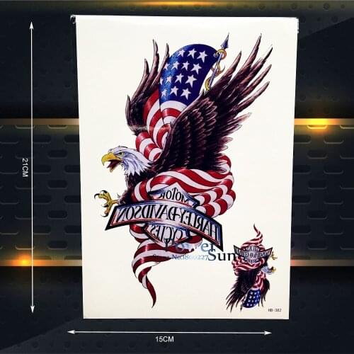American Flag Temporary Tatttoo Eagle WOmen Body Arm Tattoos Sleeves Hawk Wall Sticker 21x15CM Large Chest Tattoo Armband Totem