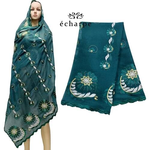 Free Shipping 2021 New African Cotton Hijab Scarf For Muslim Women African Dubai Islam Headscarf Embroidery Shawls ED511