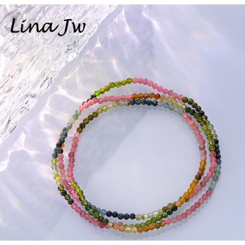 Lina Jw 3mm Natural Stone Couple Bracelet On Hand For Women Gift Wedding Party Jewelry Tourmaline Necklace Luxury Jewelry Bangle
