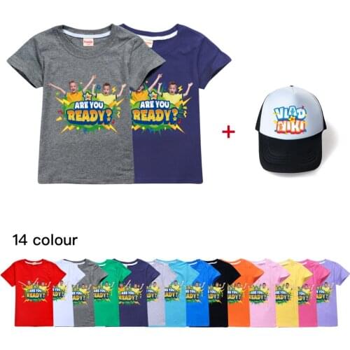 Boys Vlad Niki Shirt Child Short Sleeve T-shirt + Hat for Kids Summer Clothes Shirts for Teenage Girls Tees 8 To 12 14 Year Tops