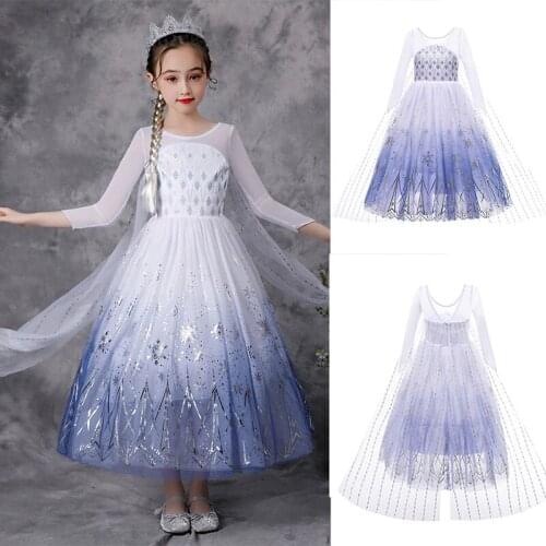 Children New Elsa White Dress Carnival Princess Costume Girls Queen Fancy Outfit Clothes Girl Birthday Party Gown Dress 2021