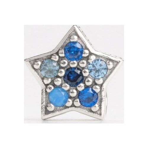 DoDoFly Authentic 925 Sterling Silver Bright star beads Fit Original Bracelet Pendant DIY Jewelry Charms Gift