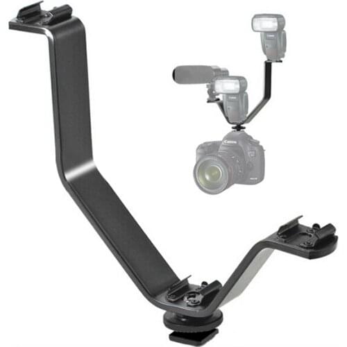 DSLR Triple 1/4 Thread Hole V Mount Flash Bracket 3 Hot Shoe For Video Lights Microphones Monitors To Cameras Camcorders