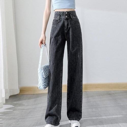 Fashion Loose Jeans Thin Denim High Waist Straight Wide Leg Jeans for Work 2021 New High Waist Retro Jeans for Daily Wear