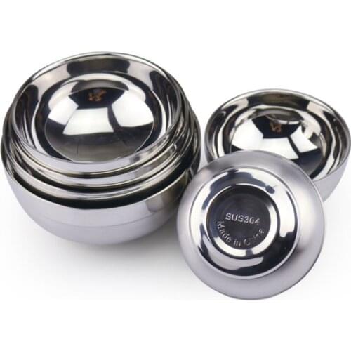 Eco-friendly Double Layer Anti-Rust Stainless Steel Classic Bowl Thermal Insulation Kitchen Flatware