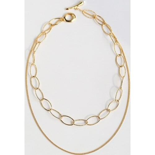 European and American O ring double-layer bare chain female niche design sense simple necklace lovers neutral wind chain