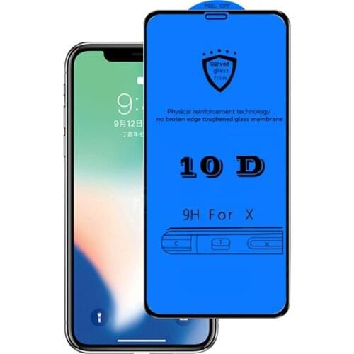 2pcs/lot 10D Curved screeen protector For iPhone 11 Pro Max 10D full covered tempered glass for iPhone X XS MAX XR 8 7 plus