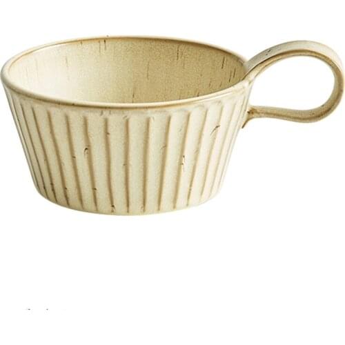 Ceramic microwave oven coffee mug retro coarse pottery milk breakfast cup Japanese style household oatmeal cup for home decor