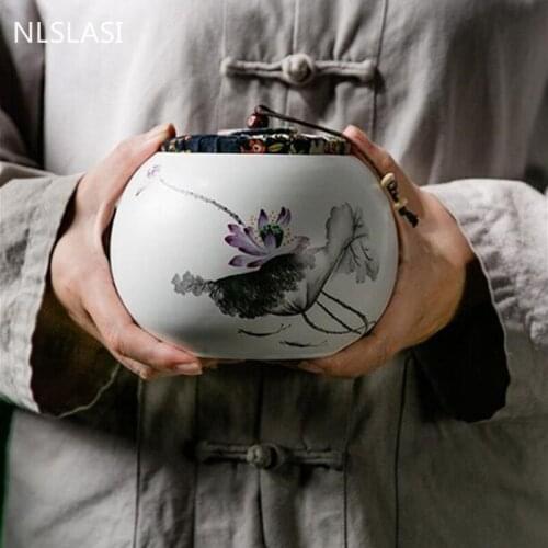 Chinese Ceramic Tea Caddy Large Capacity sealed Storage tank travel Portable Tea Boxes tea containers coffee canister Candy jar