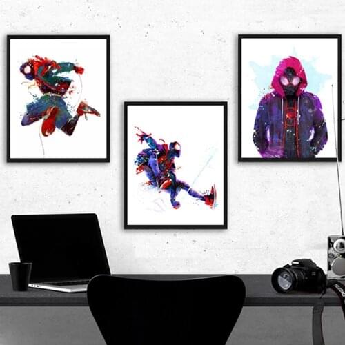 Marvel superhero spiderman creative watercolor style canvas painting poster interior decoration painting wall art Cuadros Decor