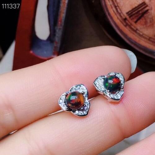 Wedding Best Gift Black Opal Natural And Real Black Opal Earring 925 sterling silver Fine jewelry Black OpalEarring
