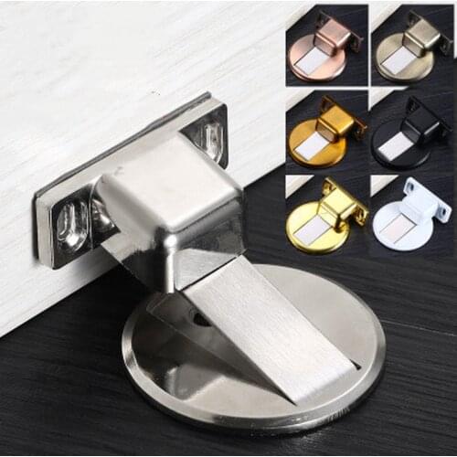 Powerful Magnetic Door Stopper Door Suction Catch Door Holder Invisible Anti-collision Punch Stainless Steel Magnetic Doorstop
