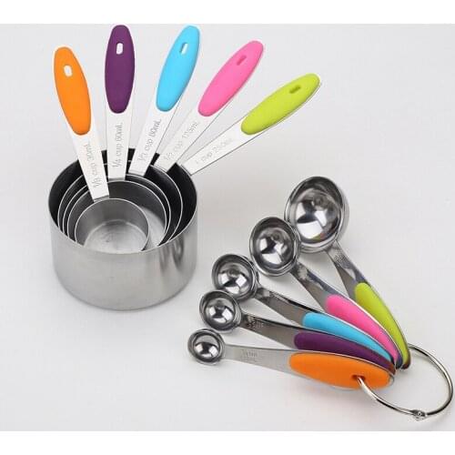 10 Piece Measuring Cups Measuring Spoons Set Stainless Steel Measuring Cup Spoon for Baking Tea Coffee Kitchen Measuring Tools