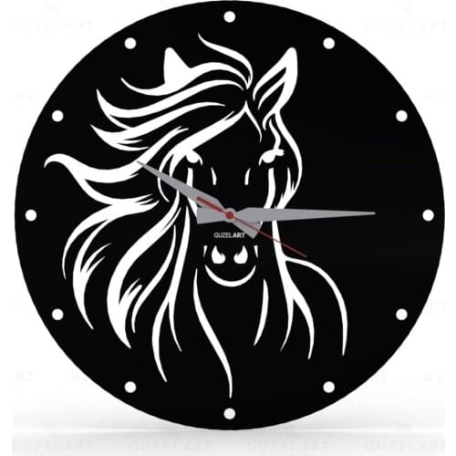GuzelArt Spirit Wall Clock Modern Design Living Room Decoration Wooden Home Decoration Accessories Wall Decor Black