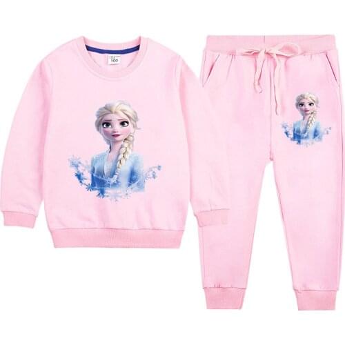 Fall Little Girls Clothing Set Tracksuits Fashion Little Children Outfits Set Frozen Elsa Princess Sweatshirt&pants Two Piece
