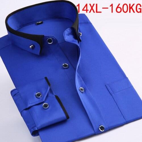 Spring Men wedding shirt Formal long sleeve plus size big 2XL 3XL dress shirts Pink formal navy blue 9XL 10XL 14XL Blouse purple