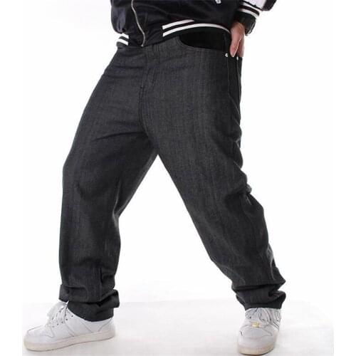Hip Hop Jeans Mens Black Baggy Trousers Tide Loose HipHop Denim Pants Casual Male Man Clothing Plus Size 46