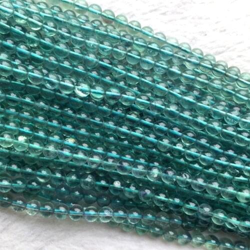 High Quality Genuine Natural Clear Blue Fluorite Semi-precious stones Necklace Bracelet Round Beads 15" 06019