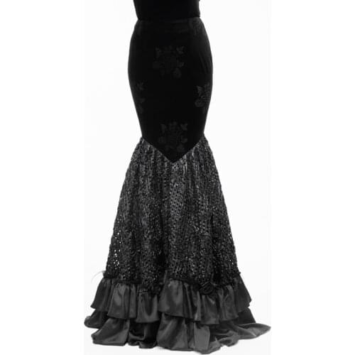 Sexy Skirts Womens Fishtail Long Skirt Retro High Waist Slim Lady Elegant Floor Length Long Skirt Plus Size Gothic