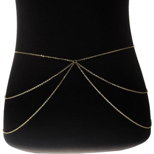 Vintage Simple Bikini Multi-Layer Metal Waist Chain For Women Charm Female Sexy Body Ornament Fashion Jewelry