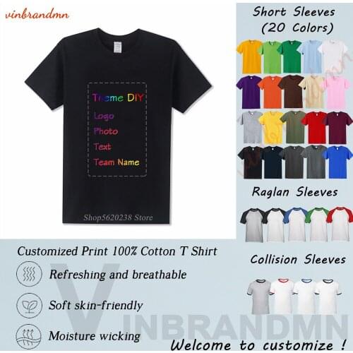 2020 DIY Design Your Brand Logo/Picture High Quality Customized Print Casual Custom mens T-Shirt Fashion Cotton Harajuku Tshirt