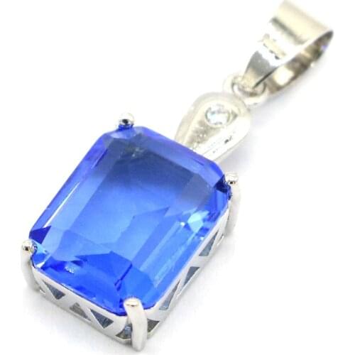 34x34mm Lovely Cute Hollow Created Tanzanite Pink Morganite Ladies Wedding Jewelry Silver Pendant Wholesale Drop Shipping