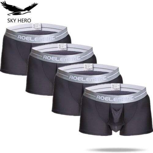 4pcs/Lot Men Separation Underwear White Boxers Spandex Panty Homme Underpants Male Panties Sexy Gay Shorts Soft Breathable