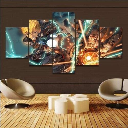 5 Piece Wall Art Canvas Anime Manga Modern Posters Genos Figure Pictures And Prints Home Decor Bedroom Decoration Paintings