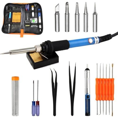 60W Electric Soldering Iron Kit Set Temperature Adjustable Electric Soldering Iron Welding Tools 110V-240V Rework Solder Tools