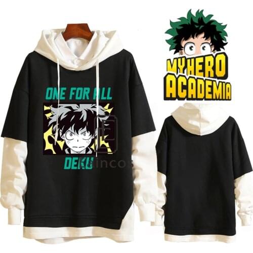 Anime Boku no My Hero Academia Midoriya Izuku Todoroki Shoto Cosplay Costume Hoodies Fake Two Piece Coats Sweatshirts