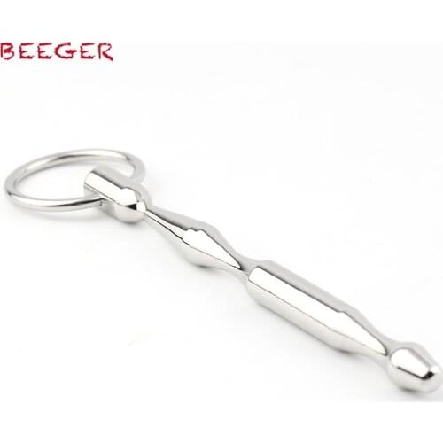 BEEGER Combat Zone Penis Plug Solid, Ribbed Cock Sound with Glans Ring