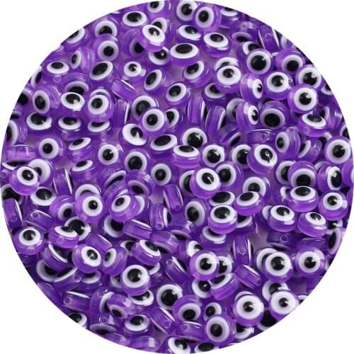 Purple Oval Shape Spacer Beads Evil Eye Beads Stripe Resin Spacer Beads for Jewelry Making DIY Bracelet Necklace Charms